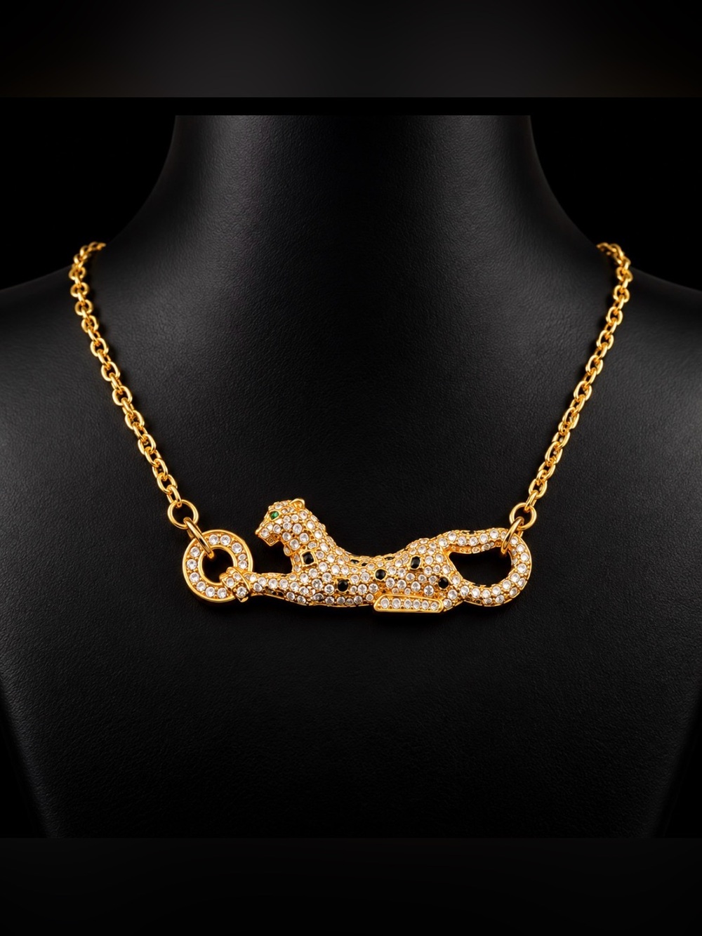 Gold Crystal Panther Chain Necklace - Women Jewelry